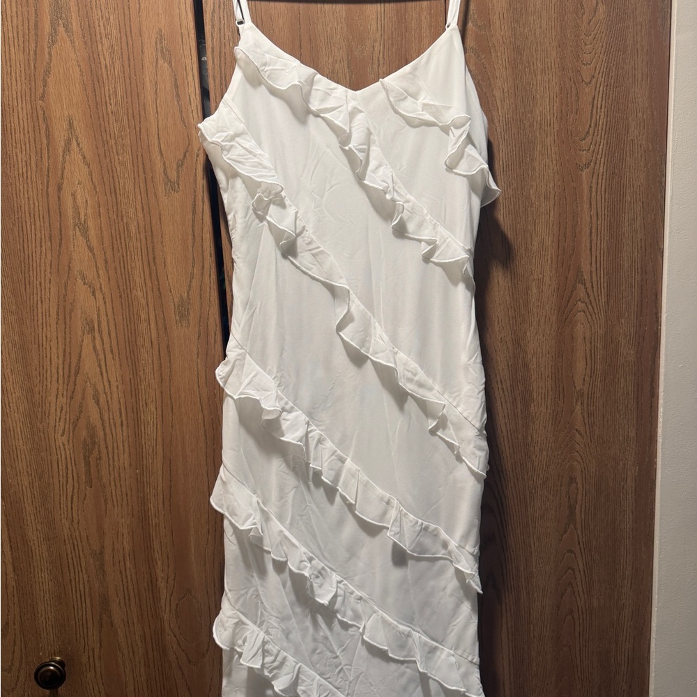 Elegant White Ruffle Dress